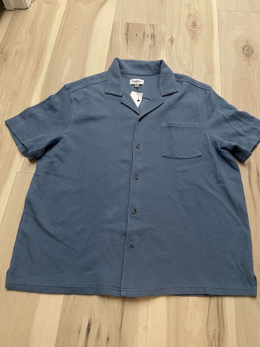 Goodfellow & Co Men's Short-Sleeve Button-Front Shirt in Slate Blue
